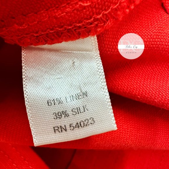 BANANA REPUBLIC Linen & Silk Red Shirt Mini Dress Size 0 - Picture 9 of 10